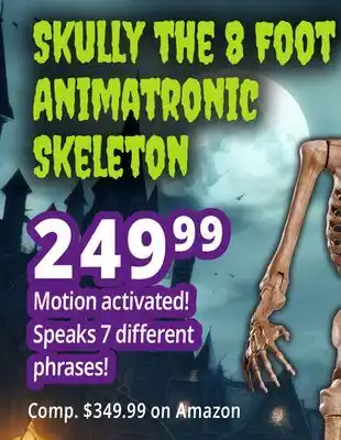 Ocean State Job Lot Skully the 8 Foot Animatronic Skeleton offer