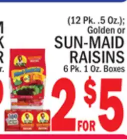 C Town SUN-MAID RAISINS 6 Pk. 1 Oz. Boxes offer