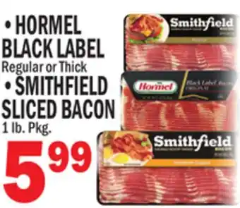 C Town HORMEL BLACK LABEL, SMITHFIELD SLICED BACON offer