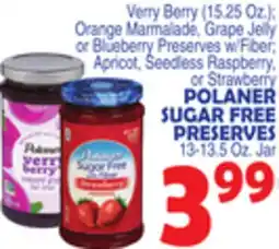 Bravo Supermarkets POLANER SUGAR FREE PRESERVES 13-13.5 Oz. Jar offer