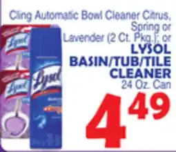 Bravo Supermarkets LYSOL BASIN/TUB/TILE CLEANER offer