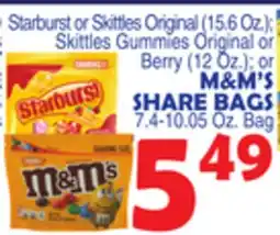 Bravo Supermarkets M & M' S SHARE BAGS 7.4-10.05 Oz. Bag offer