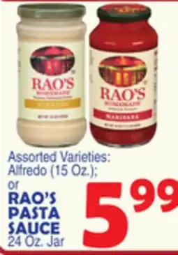 Bravo Supermarkets RAO'S PASTA SAUCE 24 Oz. Jar offer