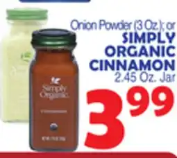 Bravo Supermarkets SIMPLY ORGANIC CINNAMON 2.45 Oz. Jar offer