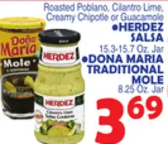 Bravo Supermarkets HERDEZ SALSA 15.3-15.7 Oz. Jar, DONA MARIA TRADITIONAL MOLE 8.25 Oz. Jar offer