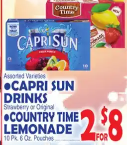 Bravo Supermarkets • CAPRI SUN DRINKS Strawberry Original • COUNTRY TIME LEMONADE offer