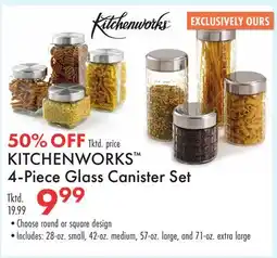 Boscov's KITCHENWORKS 4-Piece Glass Canister Set offer
