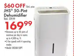 Boscov's JHS 50-Pint Dehumidifi er Tktd offer