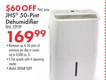 Boscov's JHS 50-Pint Dehumidifi er Tktd offer