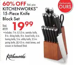 Boscov's KITCHENWORKS 15-Piece Knife Block Set offer