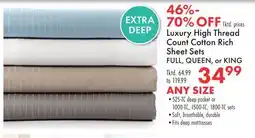 Boscov's Luxury High Thread Count Cotton Rich Sheet Sets offer