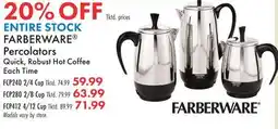 Boscov's FARBERWARE Percolators Quick, Robust Hot Coffee offer