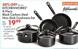 Boscov's KITCHENWORKS 8-Piece Black Carbon-Steel Non-Stick Cookware Set offer
