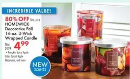 Boscov's HOMEWICK Decorative Fall 14-oz. 3-Wick Wrapped Candle offer