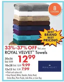 Boscov's ROYAL VELVET Towels offer