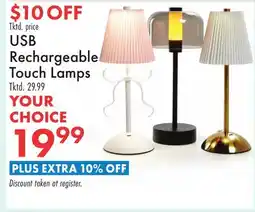 Boscov's USB Rechargeable Touch Lamps offer