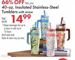 Boscov's 40-oz. Insulated Stainless-Steel Tumblers with straw offer