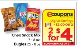 Weis Markets Chex Snack Mix 7-8 oz Bugles 7.5-8 oz offer