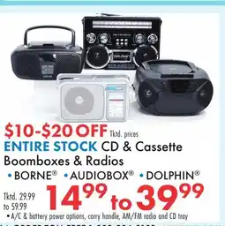 Boscov's ENTIRE STOCK CD & Cassette Boomboxes & Radios offer