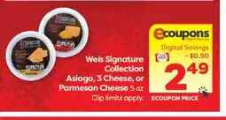 Weis Markets Weis Signature Collection Asiago, 3 Cheese, or Parmesan Cheese offer