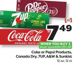 Weis Markets Coke or Pepsi Products, Canada Dry, 7UP, A&W & Sunkist offer