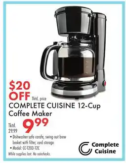 Boscov's COMPLETE CUISINE 12-Cup Coffee Maker offer