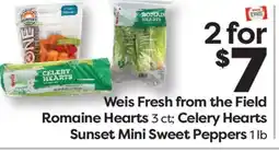Weis Markets Weis Fresh from the Field Romaine Hearts 3 ct Celery Hearts Sunset Mini Sweet Peppers 1 lb offer