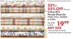 Boscov's Cotton-Rich Percale Sheet Set offer