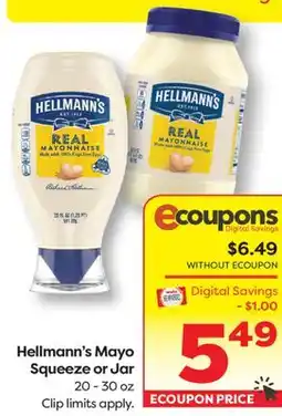 Weis Markets Hellmann's Mayo Squeeze or Jar offer
