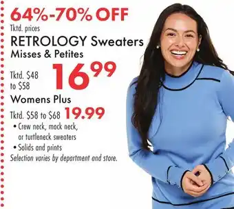 Boscov's RETROLOGY Sweaters Misses 8: Petites offer