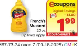 Weis Markets French's Mustard offer