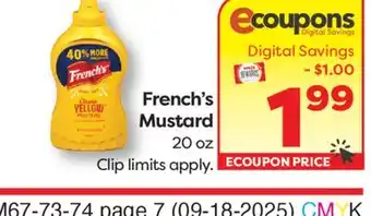 Weis Markets French's Mustard offer