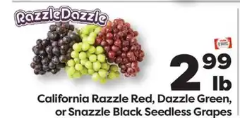 Weis Markets California Razzle Red, Dazzle Green, or Snazzle Black Seedless Grapes offer