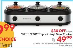 Boscov's WEST BEND Triple 2.5-qt. Slow Cooker offer