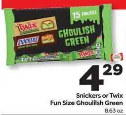 Weis Markets Snickers or Twix Fun Size Ghoulilsh Green offer