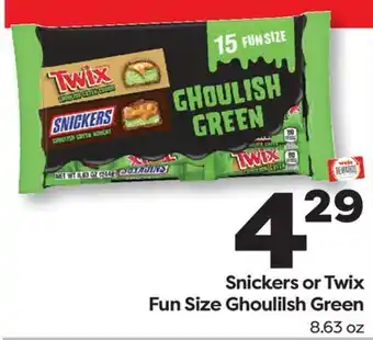 Weis Markets Snickers or Twix Fun Size Ghoulilsh Green offer