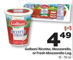 Weis Markets Galbani Ricotta, Mozzarella, or Fresh Mozzarella Log offer