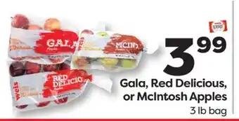 Weis Markets Gala, Red Delicious, or McIntosh Apples offer