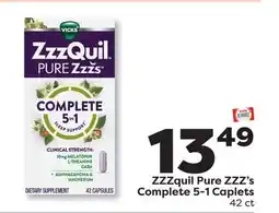Weis Markets ZZZquil Pure ZZZ's Complete 5-1 Caplets offer