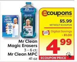 Weis Markets Mr Clean Magic Erasers 3-6 ct Mr Clean MPC 41 oz offer