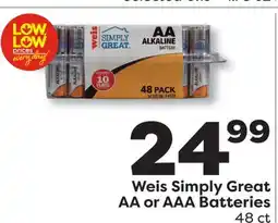 Weis Markets Weis Simply Great AA or AAA Batteries offer