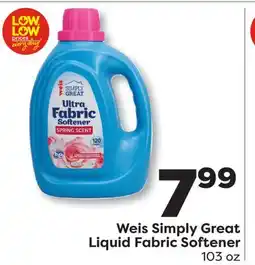Weis Markets Weis Simply Great Liquid Fabric Softener offer