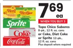 ACME Topo Chico Sabores 8-pk., 12 fl. oz. cans or Coke, Diet Coke or Sprite 12-pk., 12 fl. oz. cans offer