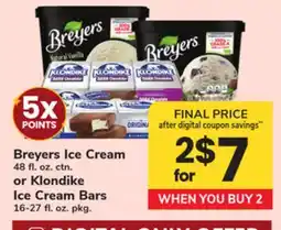 ACME Breyers Ice Cream 48 fl. oz. ctn. or Klondike Ice Cream Bars 16-27 fl. oz. pkg offer