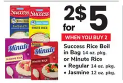 ACME Success Rice Boil in Bag 14 oz. pkg. or Minute Rice, Regular 14 oz. pkg., Jasmine 12 oz. pkg offer