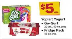 ACME Yoplait Yogurt Go - Gurt 20 - pk., 40 oz. pkg., Fridge Pack 48 oz. ctn offer