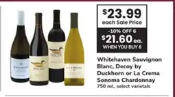 ACME Whitehaven Sauvignon Blanc, Decoy by Duckhorn or La Crema Sonoma Chardonnay offer