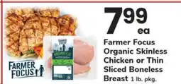 ACME Farmer Focus Organic Skinless Chicken or Thin Sliced Boneless Breast offer