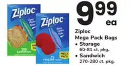 ACME Ziploc Mega Pack Bags, Storage 60-81 ct. pkg., Sandwich 270-280 ct. pkg offer