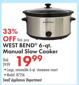 Boscov's WEST BEND 6-qt. Manual Slow Cooker offer
